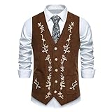 Herren Frühling und Herbst Business Casual Grün Obst Kragen Einreiher Rundsaum Anzugweste Langarm Baumwolle für Herren, coffee, M