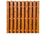 Woodtex Sichtschutzzaun Gartenzaun Bretterzaun Gartenholz Kiefer|180x180x4cm|Bretter12x120mm|honigfarben lasiert|gehobelt gerundete Köpfe|ideal für Garten und Terrassen