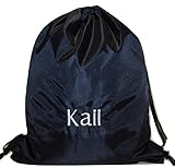 Tasche mit Kordelzug, personalisierbar, für Sport, Spiele, Schule, bestickter Name (Marineblau), marineblau, Approx Size: 16' x 13'