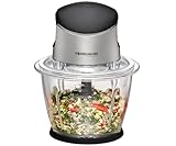 ROMMELSBACHER Multi Zerkleinerer MZ 500 – kraftvoller Motor, 4-flügeliges Spezialmesser aus Edelstahl, 1,5 Liter Glasbehälter, schwarz/Chrom gebürstet, 500 Watt