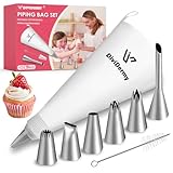 9 Stück Spritzbeutel, Spritzbeutel mit Tüllen, Piping Bag Wiederverwendbar mit Edelstahldüse, Ausgestattet Reinigungsbürste und Adapter, Geeignet für Die Kuchendekoratio und Torten Zubehör