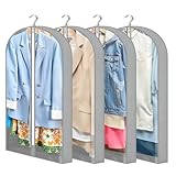 Dntorx 4 Stück Kleidersack, 100 x 60 cm Kleidersäcke mit 10 cm Seitenfalten, Transparente Kleiderschutzhülle mit Reißverschluss Kleiderhülle für Anzug Hemd Kleider Mantel