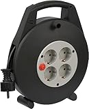 Brennenstuhl Vario Line Kabelbox 4-fach/Mini-Kabeltrommel (10m Kabel, Made in Germany) schwarz/grau