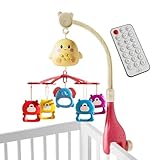 JIEBWCHA Musik-Mobile für Wiege – Wiegenmöbel mit Fernbedienung | Lauflernhilfe Rassel Dekoration 0-18 Mädchen Kinder Kinderbett Kinderwagen