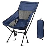 TELOME Outdoor Klappstuhl Leichter Tragbarer Stuhl, Campingstuhl faltbar mit hoher Rückenlehne Geeignet für Camping, Strand, Grillen, Angeln-Navy Blue