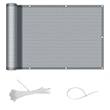 SUNNY GUARD Balkon Sichtschutz 90x300cm HDPE Balkonverkleidung Balkonabdeckung Balkonumspannungen,Sonnenschutz und Atmungsaktivität,Geeignet für Balkon,Garten,Terrasse,mit Kabelbinder,Hellgrau