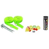 Speedminton® Easy Court Pro - Spielfeld für Badminton/Crossminton Mix Speeder - 5er Pack Bälle Gemischt inkl. Windring