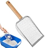 Katzenschaufel für Katzenklo, Katzenstreu Schaufel Metall, Katzenstreu Schaufel mit Holzgriff, Cat Litter Scoop 5mm Porengröße, Schaufel für Katzentoilette, Katzen Schaufel, für Alle Katzenstreu