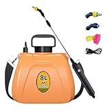 JUCHRZEY 8L Elektrischer Drucksprüher, mit 3 Nebel Düsen, wiederaufladbar, Elektrische Back Pack Sprayer for die Reinigung durch Sprühen von Gartenpflanzen