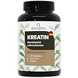 Bandini® Kreatin Monohydrat 120 Tabletten - Mikronisiert - 3000 mg reines Creatin pro Dosis – Tabs für Bodybuilding, Fitness, Cross-Fit, Training – Creatine Monohydrate Tabs Hochdosiert - 100% Vegan