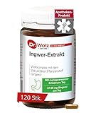 Dr. Wolz Ingwer-Extrakt Kapseln, mit einem hohen Anteil an Gingerol aus 500mg Ingwerwurzel-Extrakt, Rückstandskontrolliert und deutsche Herstellung, 120 Kapseln