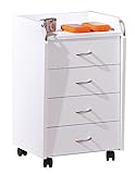 Inter Link – Rollcontainer mit Schubladen -Bürocontainer Standcontainer - Rollschrank Schubladenkommode Büroschrank 4 Weiß - Pronti