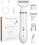 Bixury Rasierer Damen 4-in-1 Intimrasierer für Frauen Nasenhaartrimmer Frauen Rasierer Damen Elektrisch Eyebrow Shaver Nass- und Trockengebrauch Haartrimmer für Gesicht Nase Achseln Intimbereich