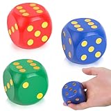 Fzyisw 3 Stück 5CM Würfel Groß, Holzwürfel mit Abgerundeten Kanten, Spielwürfel Perfekt für Familienspiele, Schulspiele, Lernspielzeug