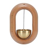 Asixxsix Ladenbesitzerglocke zum Öffnen der Tür, dekorative Türglocke aus Holz mit Messingglocke für Veranda, Wand, Garten, Laden, einfache Installation, attraktives Design