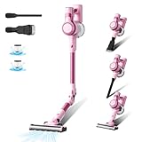 Stanew Akku Staubsauger Faltbar, 33Kpa Kabelloser Staubsauger, 320W Cordless Vacuum Cleaner, 40Min. Laufzeit, LED, für Tierhaare Teppich Auto Hartboden Sofas etc(Zartrosa)