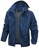 PADOLA Herren Jacke Herren Übergangsjacke Wasserdichte Regenjacke Windbreaker Windjacke Camouflage Softshelljacke Bomberjacke leichte Sommerjacke (6255 Dunkelblau XL)