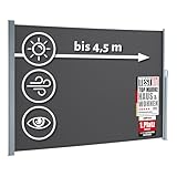 empasa Seitenmarkise Start 2.0 Sichtschutz Sonnenschutz Windschutz Markise ausziehbar für Garten, Balkon und Terrasse, mit Standfuß, Farbe:anthrazit, Größe:160 x 450