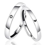 OQKAHIV 2 Stück Mond Ring Silber Set, Sonne Mond Ring Verstellbar, Matching Rings Freundschaftsringe, Sonne und Mond Ring, Geschenk für Frauen, für Frauen Paar Ring Schmuck