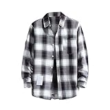 Kariertes Herren-Hemd, Landhaus-Hemden, langärmlig, elegant, lässig, feines Karo, normale Passform, kariert, langärmelig, lässig, Popeline, Knopfleiste, Flanellhemden, flippige Outdoor-Jacken, Tartan