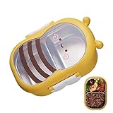 Snackbehälter für Kinder – 2 Fächer, Edelstahl-Lunchbehälter, Bienenform, auslaufsicher, leichte Lunchbox, Mahlzeitvorbereitung für Schule, Studenten, Kinder, Erwachsene