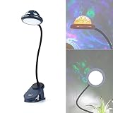 ACMHNC Klemmlampe Bett Kinder, USB Aufladbare Bettlampe Klemmleuchte kabellos LED Leselampe Bett mit Sternprojektion, Star Leselampe Buch Klemmet, Schwanenhals Nachttischlampe Touch Dimmbare, Blau