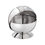 APS Zuckerkugel, Zuckerdose mit Rolldeckel, Edelstahl Zuckergefäß mit Deckel, 14 x 14 cm, Höhe 14 cm