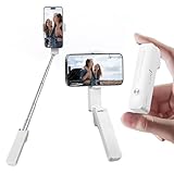 yAyusi Ausziehbarer Mini-Selfie-Stick, Tragbarer Selfie-Stick im Taschenformat mit Fernbedienung, Kompakter Handyhalterung Stand mit Telefonhalter für Vlog/Videoaufzeichnung/Live-Streaming (Weiß)