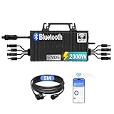 SUKFLOW Mikro Wechselrichter 2000w, Solar PV Wechselrichter mit WLAN, IP67 wasserdicht, mit 5m AC Kabel für Balkonkraftwerk, integrierter MPPT， App Steuerung Plug Play