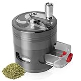 Bindokun Grinder Set - Handkurbel Kräutermühle Grinder Edelstahl mit Schublade, Zinklegierung Gewürzmühle for Pollen,Spice,Gewürze,Herb 6-teiliges mit Pollen Scraper & Magnetische Deckel, 63mm × 79mm