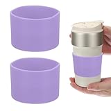 QUARKZMAN 2 Stück Silikon Flaschenhülle Silikon Becherschutz Antirutsch Schutzmanschette Unterseite Zubehör Für Edelstahl Wasserflaschen Lila