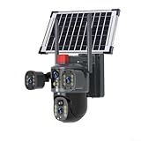 Hasaller Solar Überwachungskameras 2K 8MP 360° Pan Tilt Dual Lens Solarbetriebene WiFi Sicherheitskamera Wasserdicht 2.4G Wireless Überwachung mit PIR Bewegungserkennung und Mobile App Steuerung