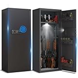 Waffenschrank Großer 10-12 Langwaffen Einstellbarer Langwaffenschrank zur Aufbewahrung von Langwaffen, Pistolen und Munition mit 3 Gewehrschlitzen, Fingerabdruck