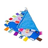 Eyand Baby-Tröster Decke, Taggie Decke NO Crinkle Ton Blau mit bunten Tag, Taggy Blanket beste Geschenk für Neugeborene Jungen und Mädchen