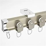 KjoiDWz Flexibles, biegbares Deckenvorhangschienen-Set, verstellbare Aluminium-Vorhangschienen mit glatten, leisen Rollen(Gold,7m/23ft)