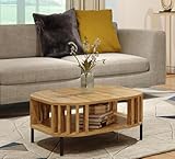 BDW Moderner Couchtisch, 68 x 40 x 68 cm, WOTAN Eiche Lamellen - Ablage - Beistelltisch, Lowboard - Wohnzimmer, Salon - Modern - Stubentisch - Truhentisch - Holzwerkstoff - Fernsehtisch