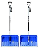 2X Ergonomische Schneeschaufel - Schneeräumer für kleine und große Schneemengen – Kunststoff-Blatt, Aluminiumkante, Aluminium-Stiel mit separatem Griffbereich