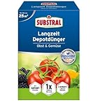 Substral Langzeit Depotdünger Obst & Gemüse, für Tomate, Zucchini, Paprika, Peperoni, Obst, Beeren, uvm, 750 g, Grün