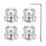 QUARKZMAN 4 Stück Aluminium Potentiometer Knöpfe, 4mm x 25mm x 19mm Universelle Lautstärke Tonregler Knöpfe mit Schraubenschlüssel für Gitarre, Bass, Rändelsilber