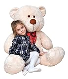 nana shop Teddybär, XXL Kuschelbär, 140 cm groß Plüschbär, Stofftier Plüschtier, Kuscheltier, Ecru-Teddybär, Teddybär zum Valentinstag