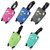 Kofferanhänger, 5 Stück Gepäckanhänger, Bunte Koffer Tags aus Silikon,Adressschild Namensschilder,Wasserdichte Tags Identifizierung von Gepäck und Koffer auf Reisen