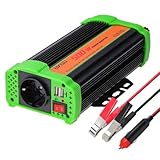 BYGD 500W Wechselrichter 12 V auf 230 V Spannungswandler Inverter DC AC Stromumwandler mit Zigarettenanzünder Stecker,und 2 x 2,1 A USB-Port,Modifizierte Sinuswelle Spitzenleistung1000 Watt