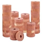 SHUESS 60 Stück Mottenschutz aus Zedernholz, Premium Zedernholz Ringe, Naturproduk Zedernholz Mottenringe, Zedernholz Mottenschutz Ideal für Kleiderbügel Schubladen,Anti Mites Textiles