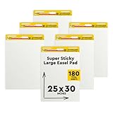 Post-It, Tischflipchart Blöcke mit 6 x 30 selbstklebenden weißen Blättern, Weißwandtafel für Meetings und Brainstorming, Meeting Chart, Whiteboard in der Größe 63,5 cm x 77,5 cm, 6 Blöcke