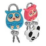 TEHAUX 3Stücke Mini Vorhängeschloss Tragbares Dekoratives Vorhängeschloss mit Schlüssel im Niedlichen Cartoon für Handtaschen und Schränke Robustes