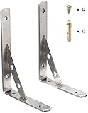Schwerlastkonsole 350 * 200mm, 2 Stück Schwerlastträger aus 4mm Dick Edelstahl Regalträger Winkelträger Metall Regalwinkel Regalhalter mit Schrauben und Dübel, Silber