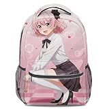 Kawaii Anime Studenten-Rucksack, rosa Kurzhaar, Mädchen-Druck, Büchertasche, 3D-Cartoon-Mode, japanischer Rucksack für Mädchen, Farbe1, L
