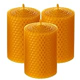 Set 3 Große Bienenwachskerzen| Groß Kerze aus Bienenwachsplatten| Stumpenkerzen aus Bienenwachs| Honigkerzen| Geschenke für Frauen, Herren| Kerzen Geschenk