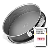 Zenker Springform mit Flachboden und Auslaufschutz – Hochwertige Backform für perfekte Kuchen und Torten, 2550 ml, hitzebeständig bis 230°C, Silber