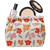 Whnbuij Make-up-Tasche für Geldbörse – Kosmetiktasche mit Blumenmuster | elastische Kulturtasche für Geldbörse, Make-up-Aufbewahrung, kleine Kosmetiktaschen, wasserdicht für Kopfhörer, Kleingeld